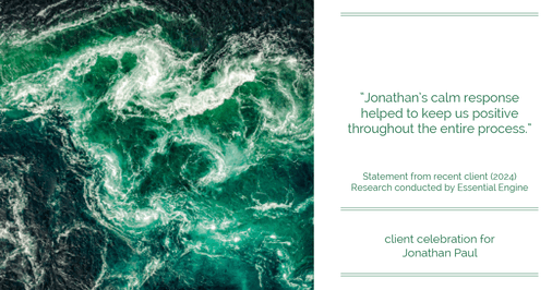 Testimonial for real estate agent Jonathan Paul with BHHS - Chicago in , : "Jonathan's calm response helped to keep us positive throughout the entire process."