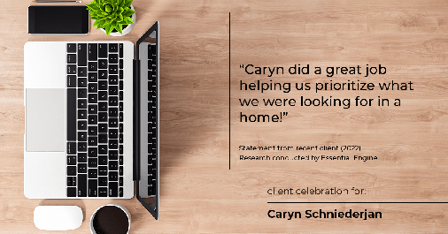 Testimonial for real estate agent Caryn Schniederjan with REMAX DFW Associates in Frisco, TX: "Caryn did a great job helping us prioritize what we were looking for in a home!"