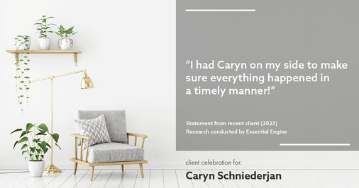 Testimonial for real estate agent Caryn Schniederjan with REMAX DFW Associates in , : "I had Caryn on my side to make sure everything happened in a timely manner!"