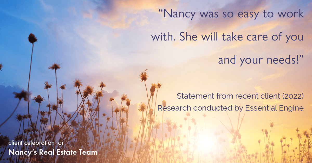 Testimonial for real estate agent Nancy Warfield in , : "Nancy was so easy to work with. She will take care of you and your needs!"