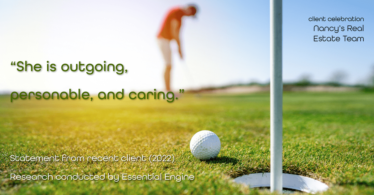 Testimonial for real estate agent Nancy Warfield in , : "She is outgoing, personable, and caring."