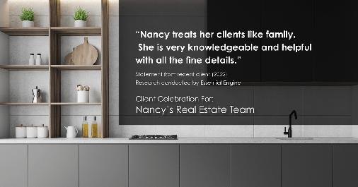 Testimonial for real estate agent Nancy Warfield in , : "Nancy treats her clients like family. She is very knowledgeable and helpful with all the fine details."