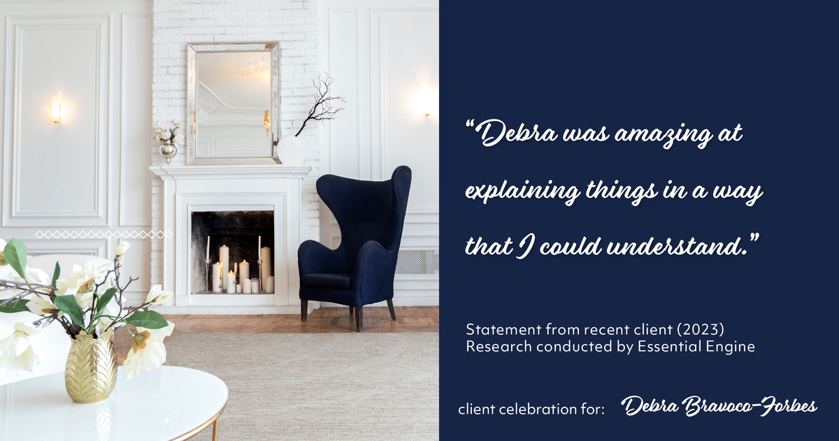 Testimonial for real estate agent Debra Bravoco-Forbes with Coldwell Banker Realty in Yorktown Heights, NY: "Debra was amazing at explaining things in a way that I could understand."