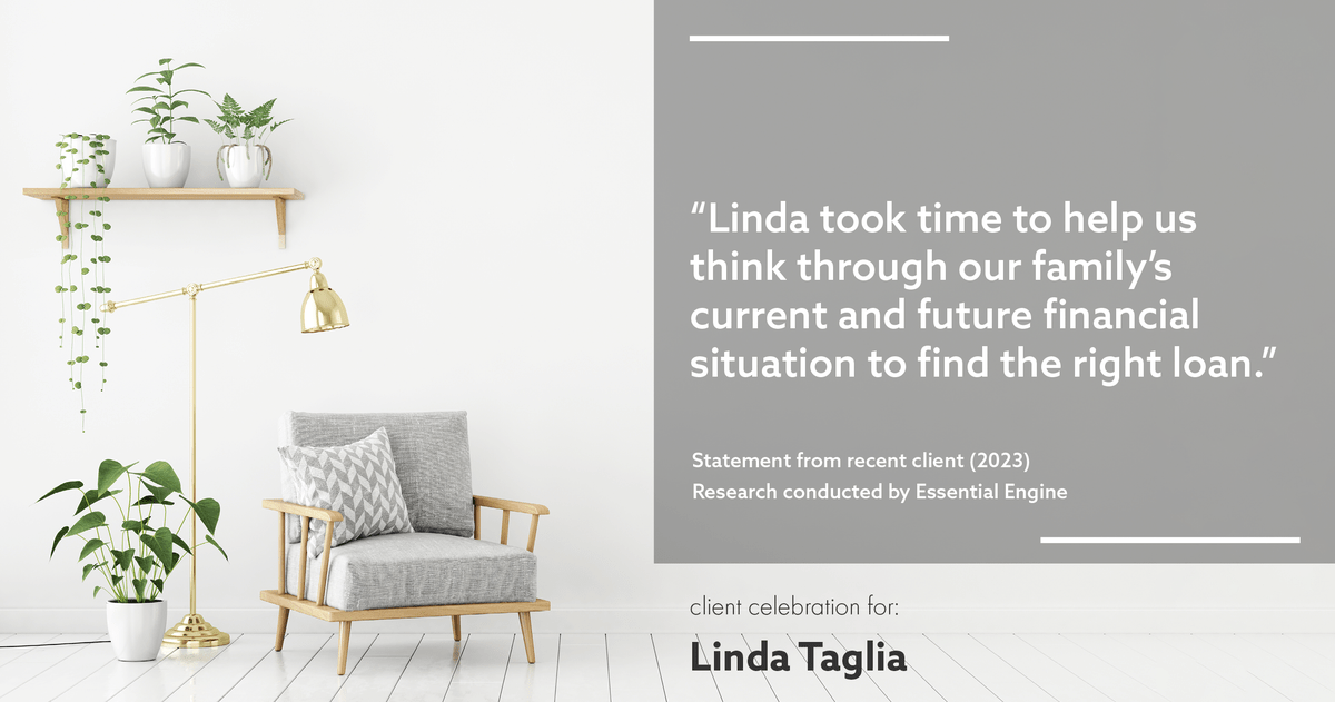 Testimonial for mortgage professional Linda Taglia with American Commercial Bank & Trust in Morris, IL: "Linda took time to help us think through our family's current and future financial situation to find the right loan."