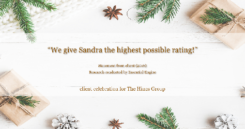 Testimonial for real estate agent Sandra Hines in Seattle, WA: "We give Sandra the highest possible rating!"