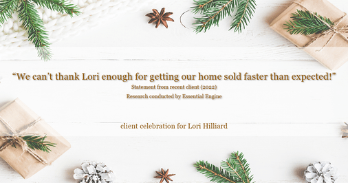 Testimonial for real estate agent Lori Hilliard with Berkshire Hathaway HomeServices, The Preferred Realty in Slippery Rock, PA: "We can't thank Lori enough for getting our home sold faster than expected!"