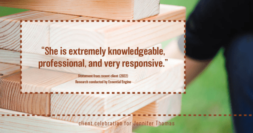 Testimonial for real estate agent Jennifer Thomas with Seven Gables Real Estate in , : "She is extremely knowledgeable, professional, and very responsive."