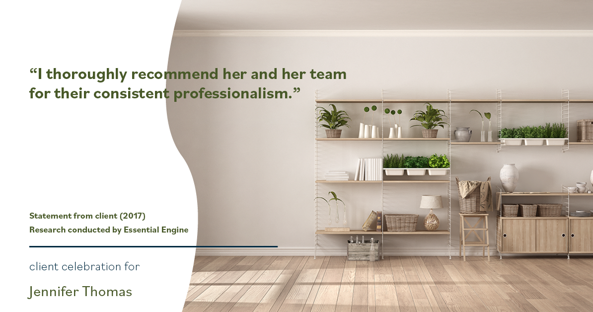 Testimonial for real estate agent Jennifer Thomas with Seven Gables Real Estate in , : “I thoroughly recommend her and her team for their consistent professionalism."
