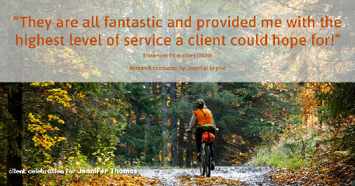 Testimonial for real estate agent Jennifer Thomas with Seven Gables Real Estate in Huntington Beach, CA: "They are all fantastic and provided me with the highest level of service a client could hope for!"