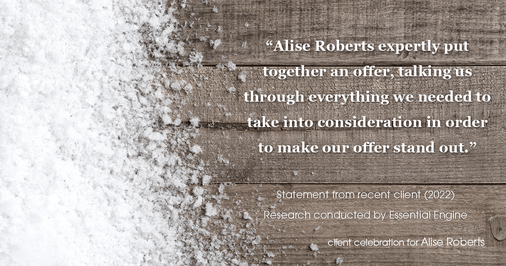 Testimonial for real estate agent Alise, Bethanie, & Priscilla with Maple + Main in Bellevue, WA: "Alise Roberts expertly put together an offer, talking us through everything we needed to take into consideration in order to make our offer stand out."