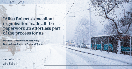 Testimonial for real estate agent Alise, Bethanie, & Priscilla with Maple + Main in Bellevue, WA: "Alise Roberts's excellent organization made all the paperwork an effortless part of the process for us."
