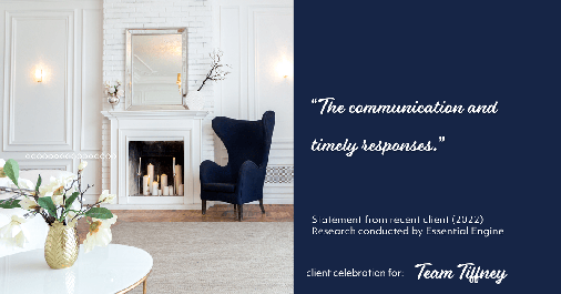 Testimonial for mortgage professional Tiffney Hoober in Tacoma, WA: "The communication and timely responses."