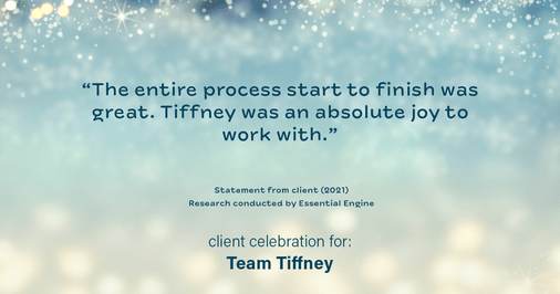 Testimonial for mortgage professional Tiffney Hoober in Tacoma, WA: "The entire process start to finish was great. Tiffney was an absolute joy to work with."