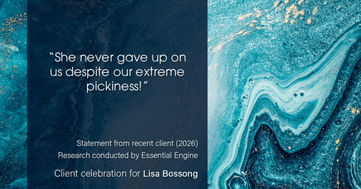 Testimonial for real estate agent Lisa Bossong with Keller Williams Realty in , : "She never gave up on us despite our extreme pickiness!"