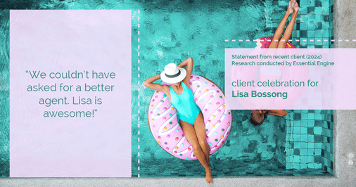 Testimonial for real estate agent Lisa Bossong with Keller Williams Realty in , : "We couldn't have asked for a better agent. Lisa is awesome!"