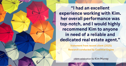 Testimonial for real estate agent Kim Murray with Berkshire Hathaway Home Services The Preferred Realty in , : "I had an excellent experience working with Kim. her overall performance was top-notch, and I would highly recommend Kim to anyone in need of a reliable and dedicated real estate agent."