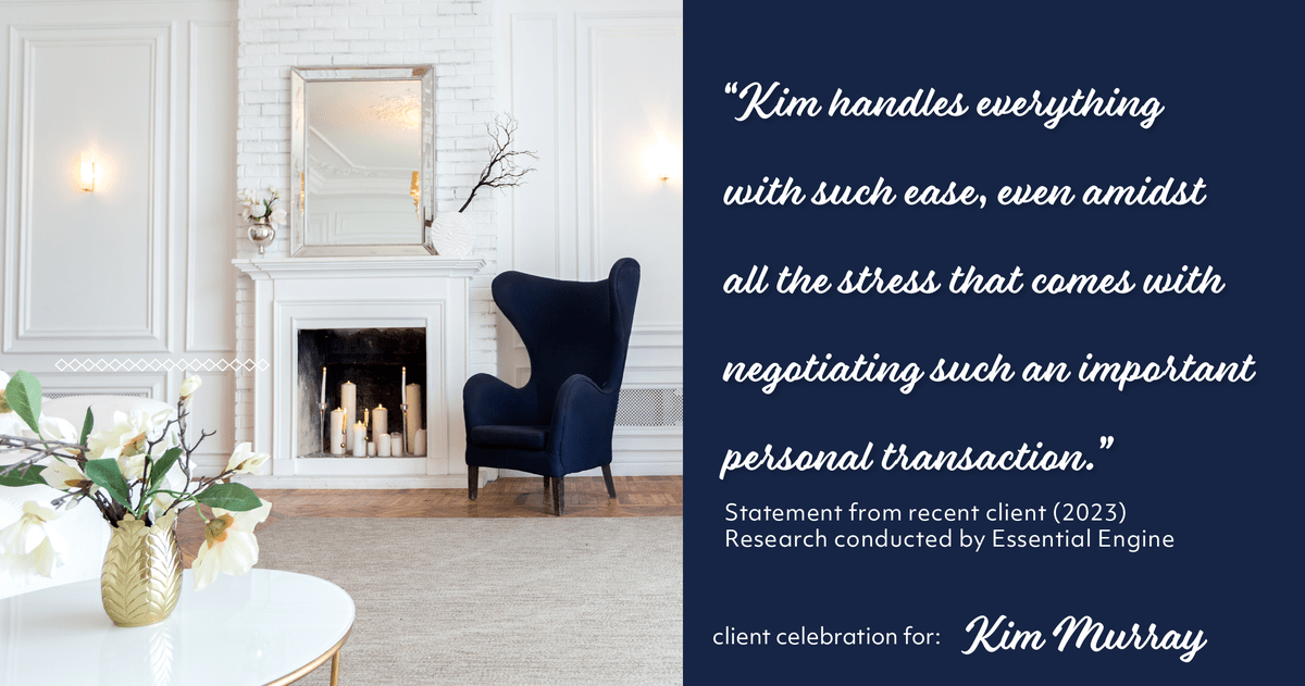 Testimonial for professional Kim Murray with Berkshire Hathaway Home Services The Preferred Realty in Wexford, PA: "Kim handles everything with such ease, even amidst all the stress that comes with negotiating such an important personal transaction."