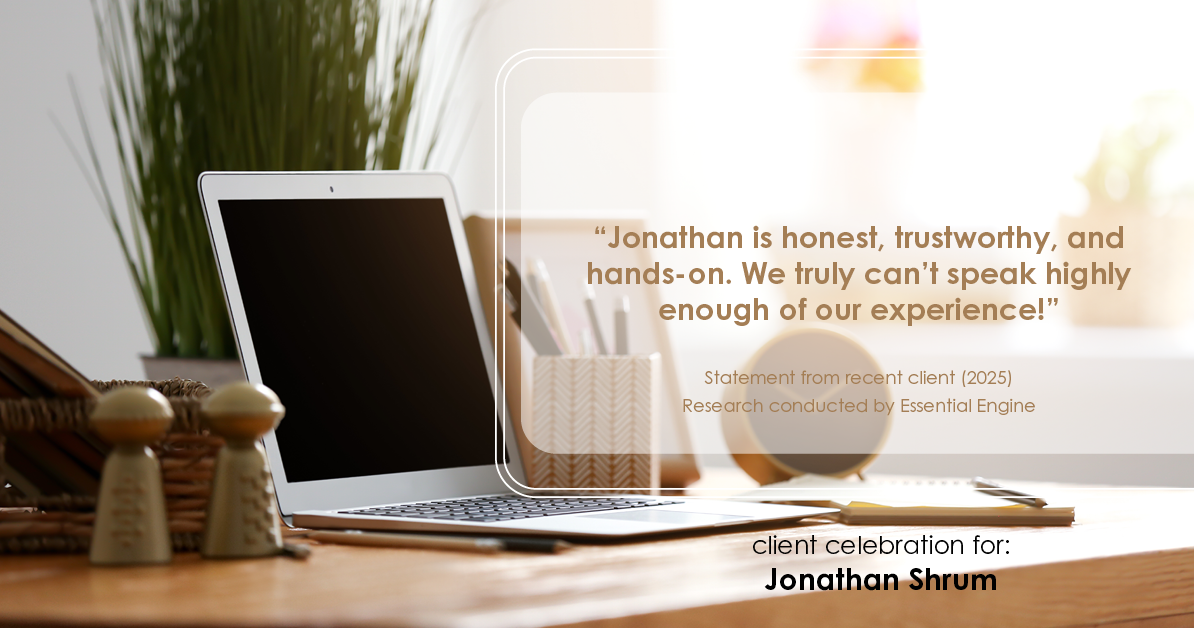 Testimonial for mortgage professional Jonathan Shrum with Arbor Financial & KMC Financial in , : "Jonathan is honest, trustworthy, and hands-on. We truly can't speak highly enough of our experience!"