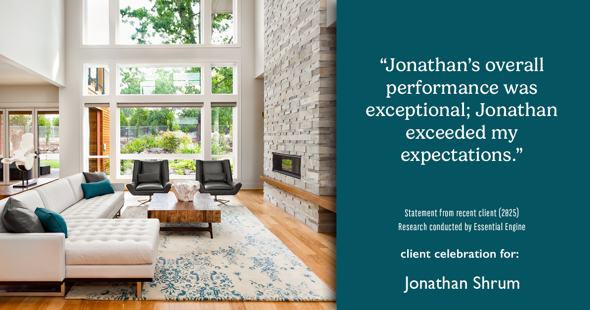 Testimonial for mortgage professional Jonathan Shrum with Arbor Financial & KMC Financial in , : "Jonathan's overall performance was exceptional; Jonathan exceeded my expectations."