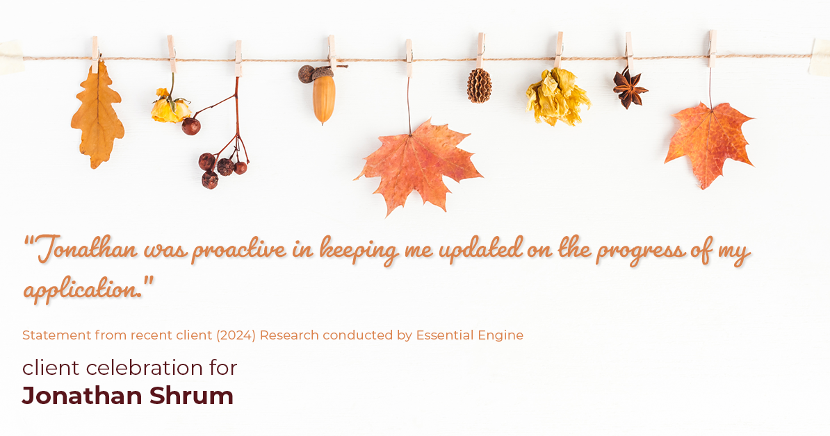 Testimonial for mortgage professional Jonathan Shrum with Arbor Financial & KMC Financial in , : "Jonathan was proactive in keeping me updated on the progress of my application."