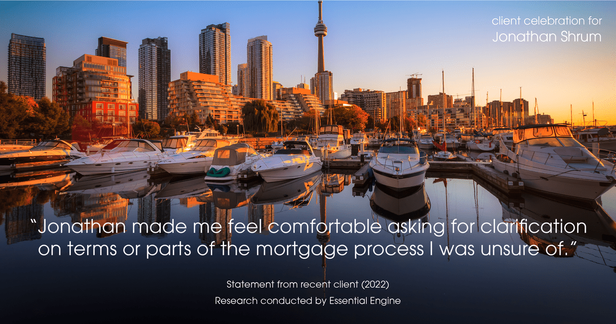 Testimonial for mortgage professional Jonathan Shrum with Arbor Financial & KMC Financial in , : "Jonathan made me feel comfortable asking for clarification on terms or parts of the mortgage process I was unsure of."