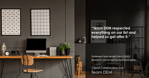 Testimonial for real estate agent Denise Matthis with DEM Financial Services & Real Estate in , : "Team DEM respected everything on our list and helped us get after it."