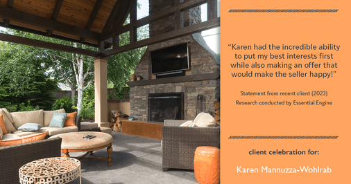 Testimonial for real estate agent Karen Mannuzza-Wohlrab with All Towne Realty in , : "Karen had the incredible ability to put my best interests first while also making an offer that would make the seller happy!"