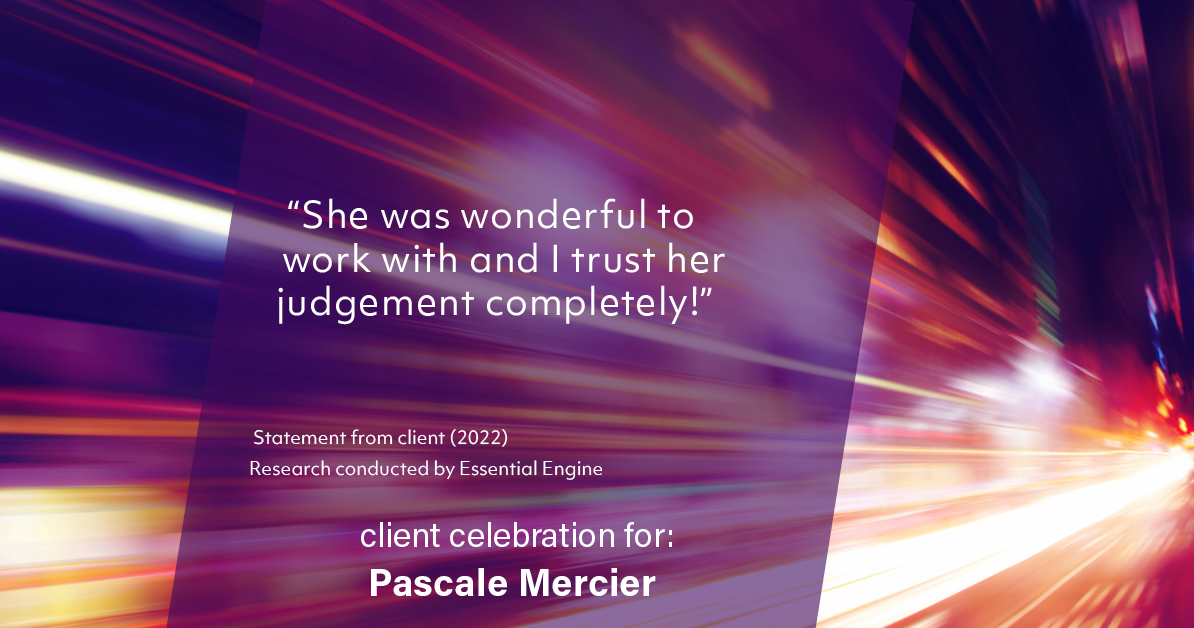 Testimonial for real estate agent Pascale Mercier with San Diego Castles Realty in , : "She was wonderful to work with and I trust her judgement completely!"