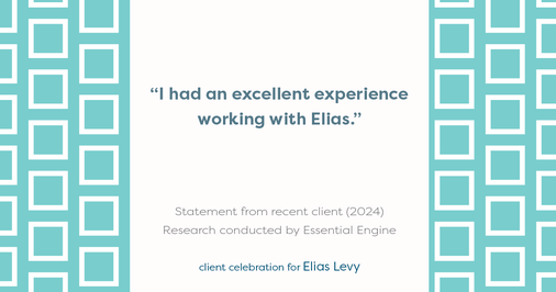 Testimonial for real estate agent Elias Levy with BHGRE Clarity in , : "I had an excellent experience working with Elias."