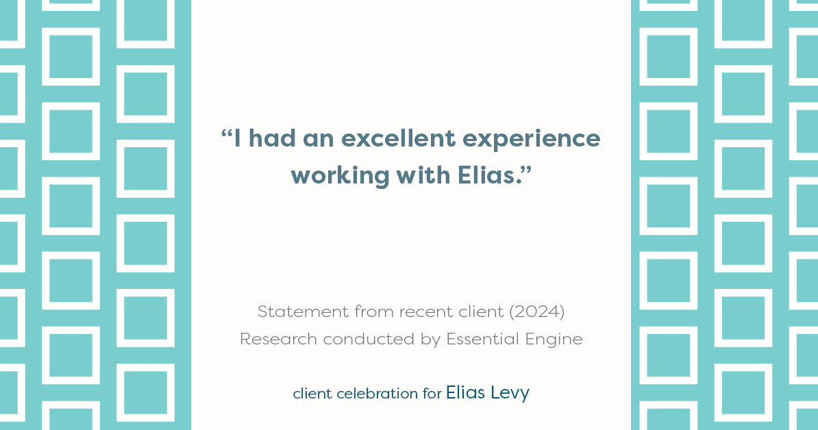 Testimonial for real estate agent Elias Levy with BHGRE Clarity in , : "I had an excellent experience working with Elias."