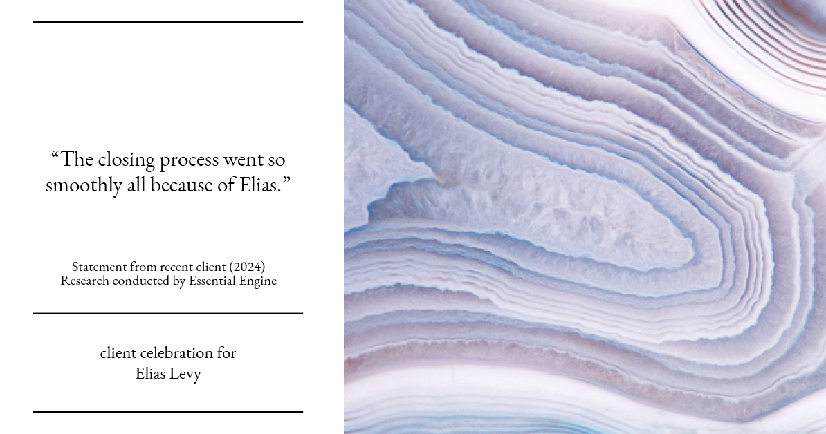 Testimonial for real estate agent Elias Levy with BHGRE Clarity in , : "The closing process went so smoothly all because of Elias."
