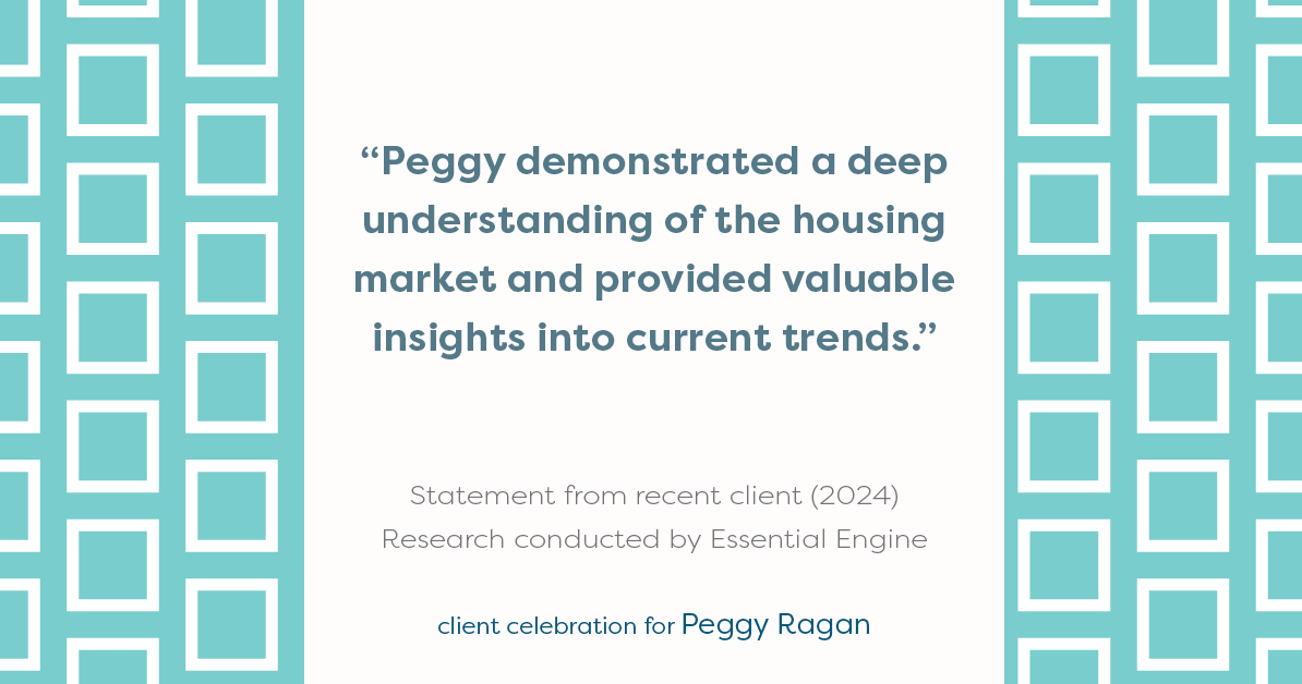 Testimonial for real estate agent Peggy Ragan with United Real Estate Kansas City in Kansas City, MO: "Peggy demonstrated a deep understanding of the housing market and provided valuable insights into current trends."