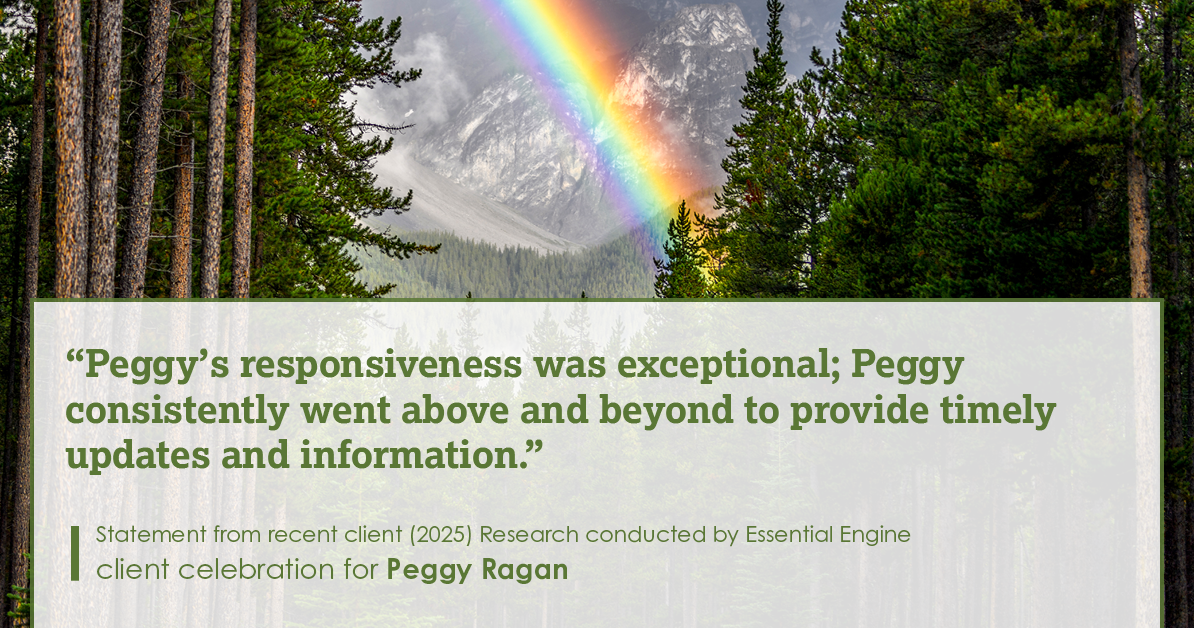Testimonial for real estate agent Peggy Ragan with United Real Estate Kansas City in Kansas City, MO: "Peggy's responsiveness was exceptional; Peggy consistently went above and beyond to provide timely updates and information."