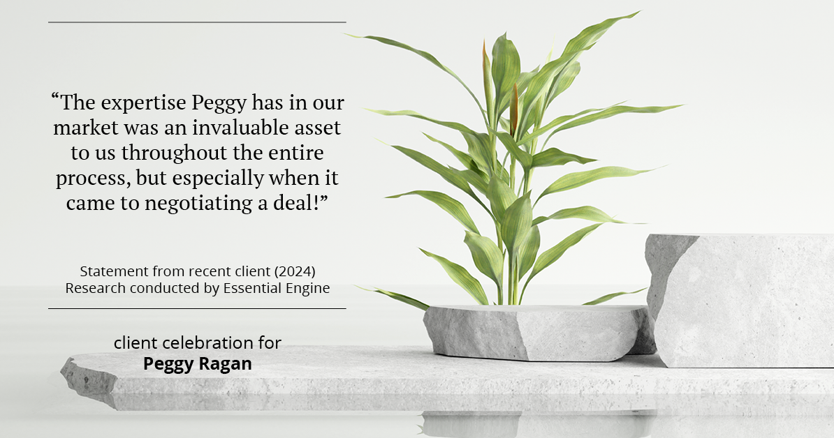 Testimonial for real estate agent Peggy Ragan with United Real Estate Kansas City in Kansas City, MO: "The expertise Peggy has in our market was an invaluable asset to us throughout the entire process, but especially when it came to negotiating a deal!"