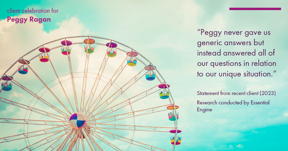 Testimonial for real estate agent Peggy Ragan with United Real Estate Kansas City in Kansas City, MO: "Peggy never gave us generic answers but instead answered all of our questions in relation to our unique situation."