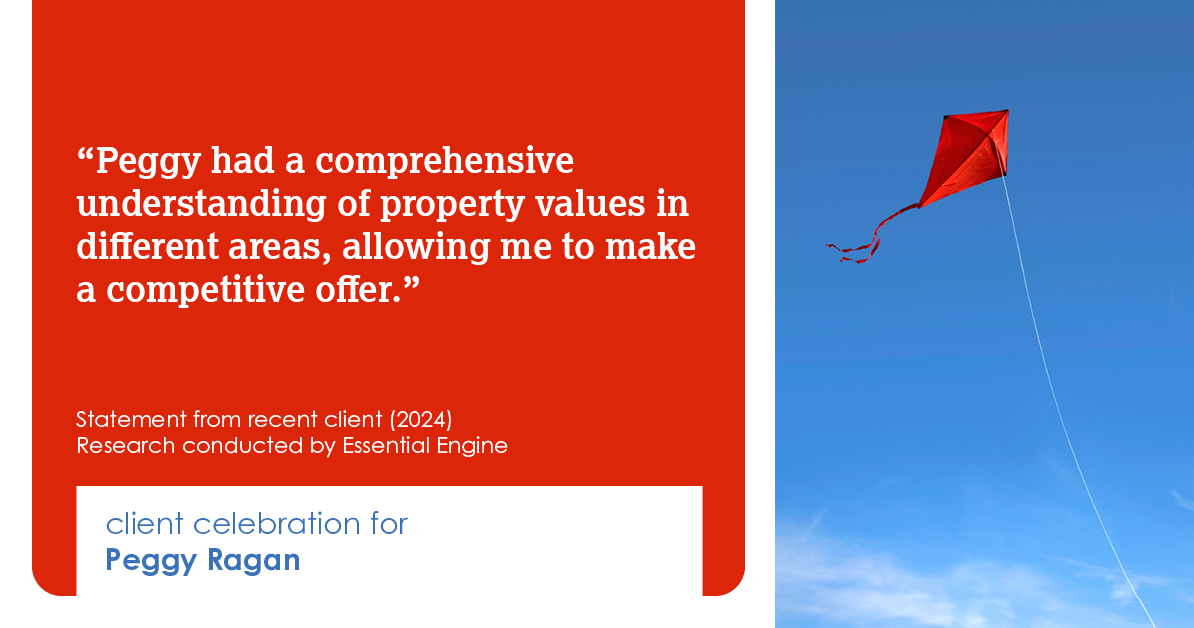 Testimonial for real estate agent Peggy Ragan with United Real Estate Kansas City in Kansas City, MO: "Peggy had a comprehensive understanding of property values in different areas, allowing me to make a competitive offer."