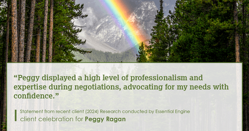 Testimonial for real estate agent Peggy Ragan with United Real Estate Kansas City in Kansas City, MO: "Peggy displayed a high level of professionalism and expertise during negotiations, advocating for my needs with confidence."