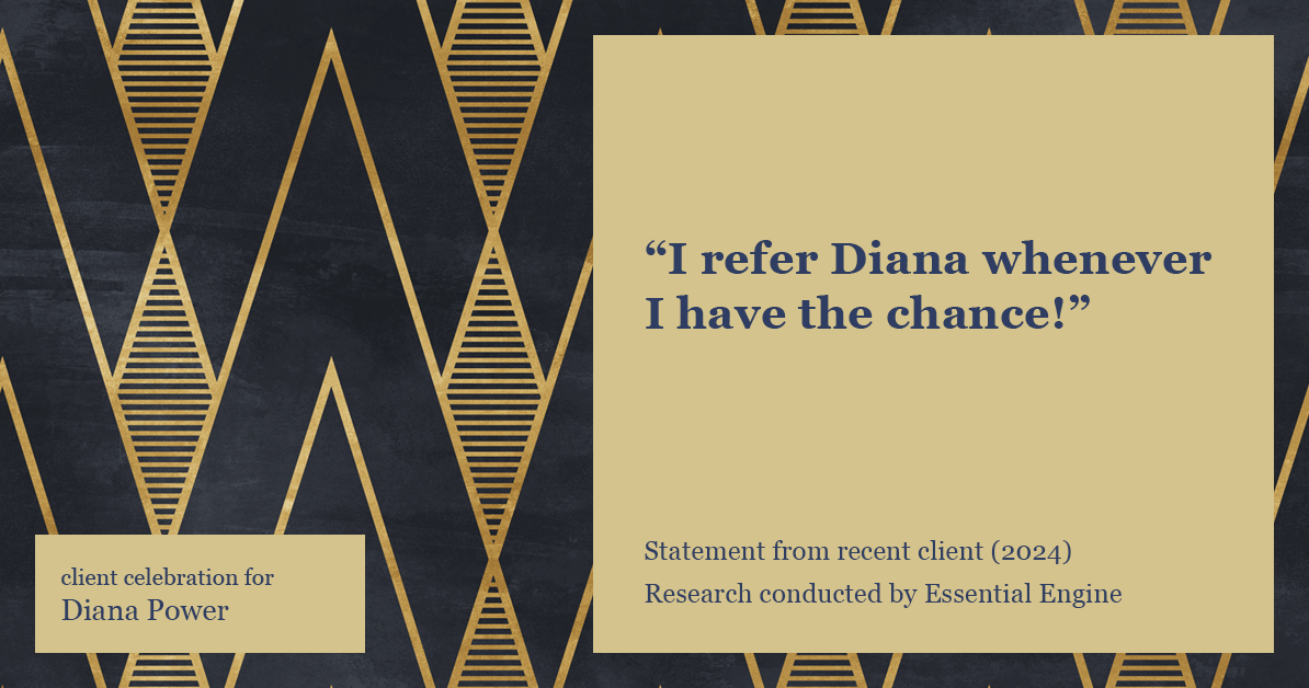 Testimonial for real estate agent Diana Power with Texas Power Real Estate in , : "I refer Diana whenever I have the chance!"