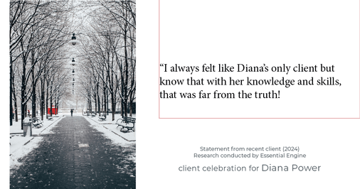 Testimonial for real estate agent Diana Power with Texas Power Real Estate in , : "I always felt like Diana's only client but know that with her knowledge and skills, that was far from the truth!