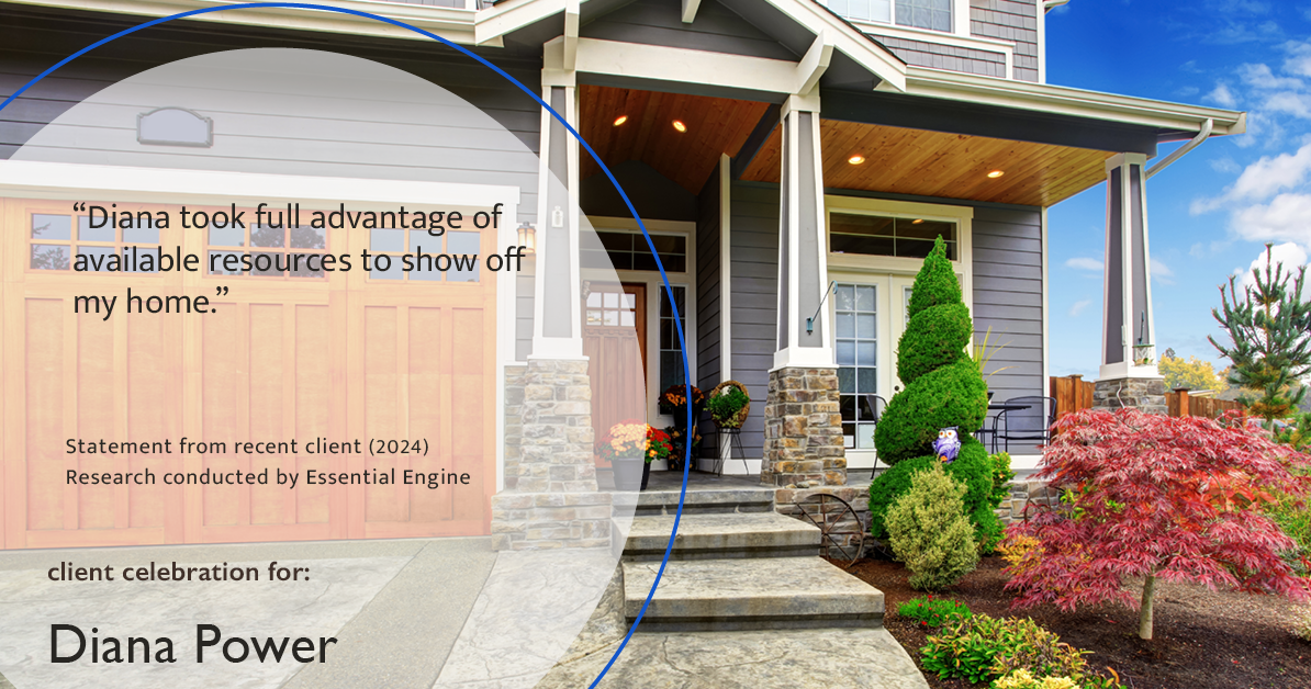Testimonial for real estate agent Diana Power with Texas Power Real Estate in , : "Diana took full advantage of available resources to show off my home."