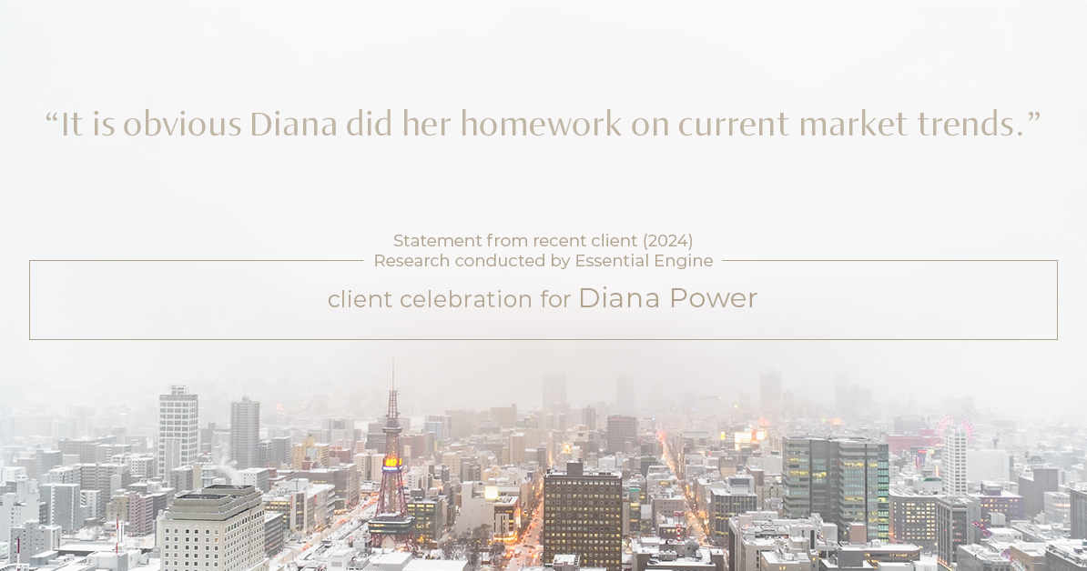 Testimonial for real estate agent Diana Power with Texas Power Real Estate in , : "It is obvious Diana did her homework on current market trends."