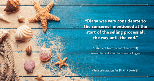 Testimonial for real estate agent Diana Power with Texas Power Real Estate in , : "Diana was very considerate to the concerns I mentioned at the start of the selling process all the way until the end."