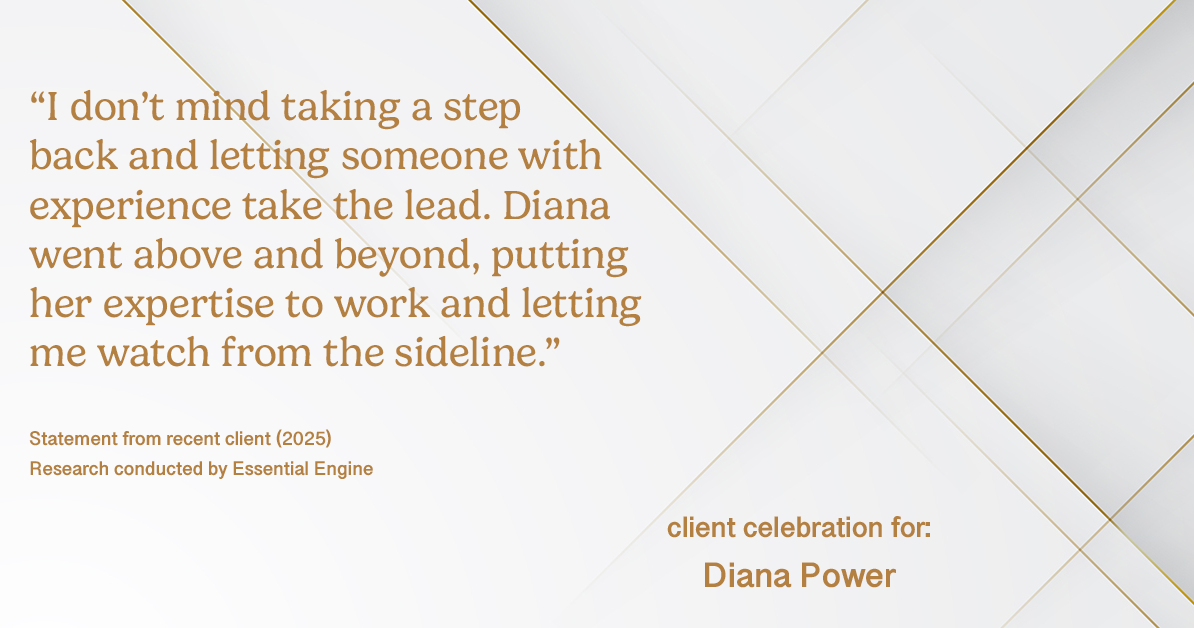 Testimonial for real estate agent Diana Power with Texas Power Real Estate in , : "I don't mind taking a step back and letting someone with experience take the lead. Diana went above and beyond, putting her expertise to work and letting me watch from the sideline."