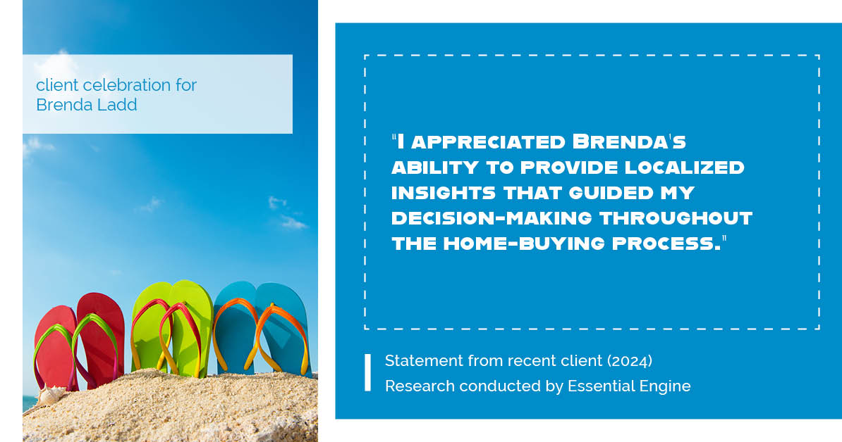 Testimonial for real estate agent Brenda Ladd with Coldwell Banker Realty-Gunndaker in St Louis, MO: "I appreciated Brenda's ability to provide localized insights that guided my decision-making throughout the home-buying process."