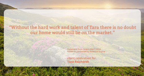 Testimonial for real estate agent Tara Reichardt with Abbitt Realty Co. LLC in Hampton, VA: "Without the hard work and talent of Tara there is no doubt our home would still be on the market."