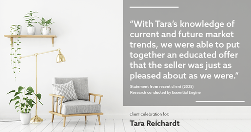 Testimonial for real estate agent Tara Reichardt with Abbitt Realty Co. LLC in Hampton, VA: "With Tara's knowledge of current and future market trends, we were able to put together an educated offer that the seller was just as pleased about as we were."