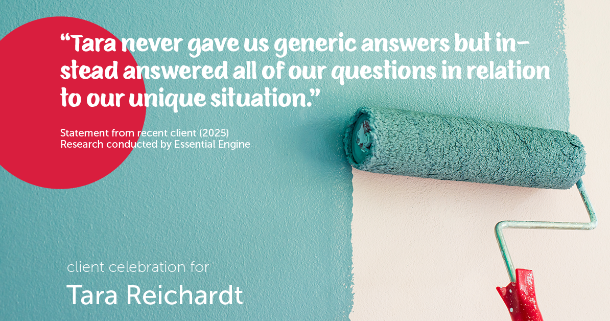 Testimonial for real estate agent Tara Reichardt with Abbitt Realty Co. LLC in Hampton, VA: "Tara never gave us generic answers but instead answered all of our questions in relation to our unique situation."