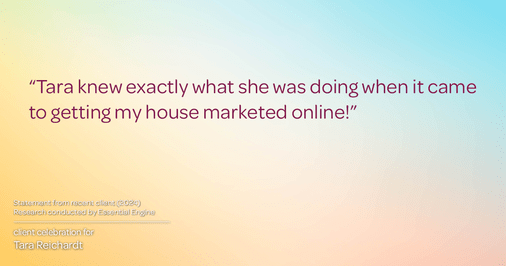 Testimonial for real estate agent Tara Reichardt with Abbitt Realty Co. LLC in Hampton, VA: "Tara knew exactly what she was doing when it came to getting my house marketed online!"