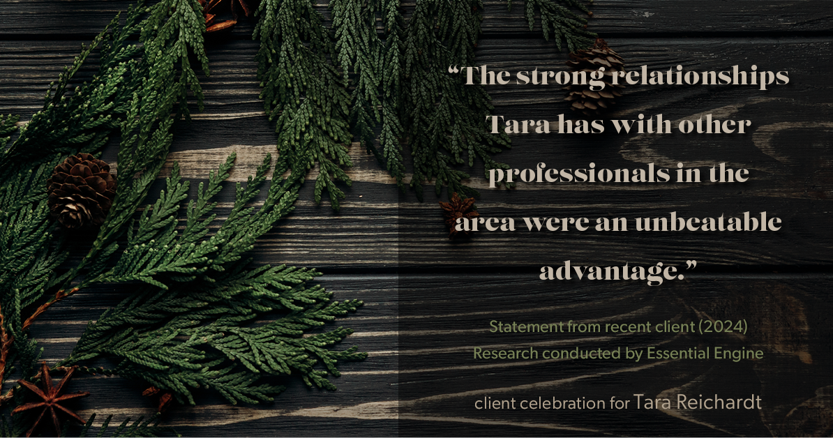 Testimonial for real estate agent Tara Reichardt with Abbitt Realty Co. LLC in Hampton, VA: "The strong relationships Tara has with other professionals in the area were an unbeatable advantage."