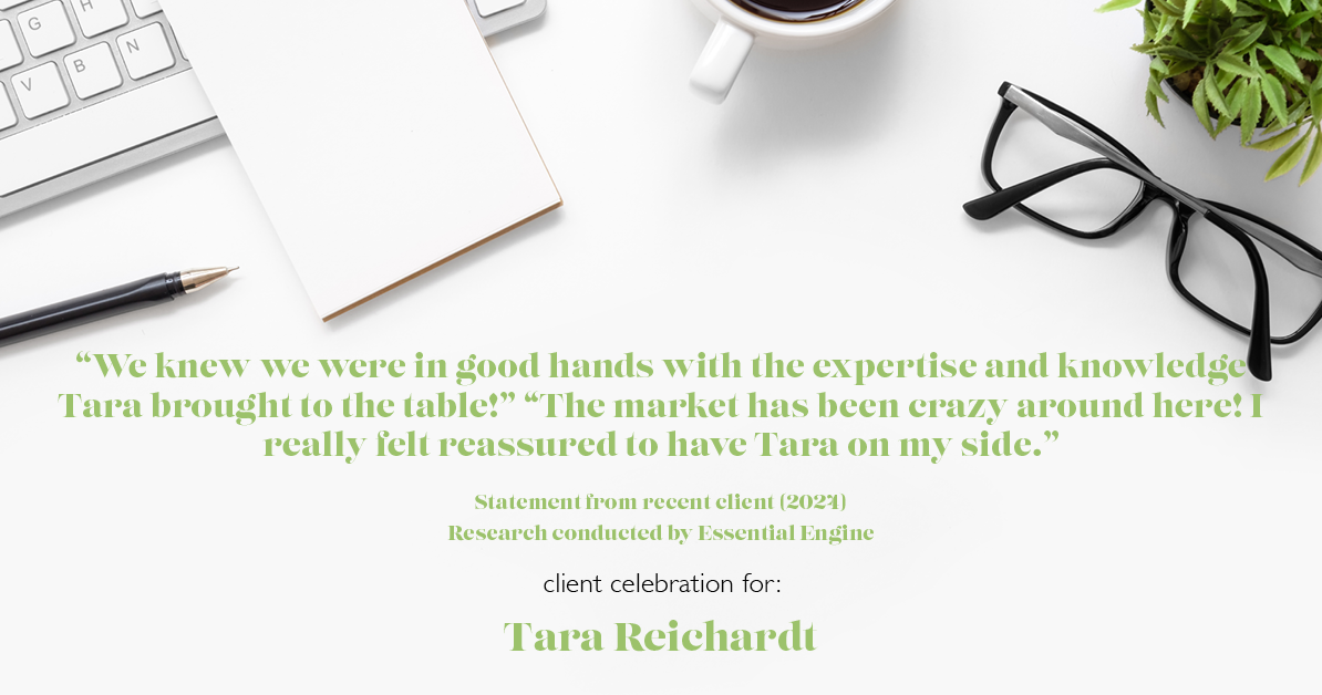 Testimonial for real estate agent Tara Reichardt with Abbitt Realty Co. LLC in Hampton, VA: "We knew we were in good hands with the expertise and knowledge Tara brought to the table!" "The market has been crazy around here! I really felt reassured to have Tara on my side."